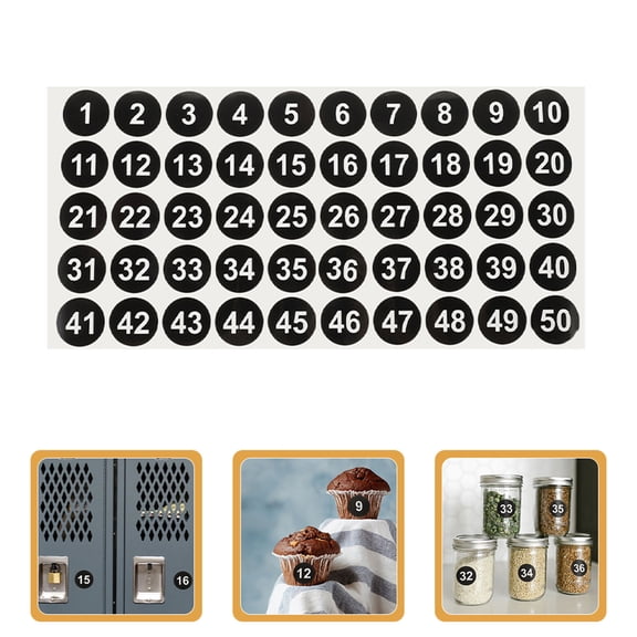 AURARMLET Detachable Number Label Stickers, 5 Sheets Adhesive Number Decals for Flat and Organization