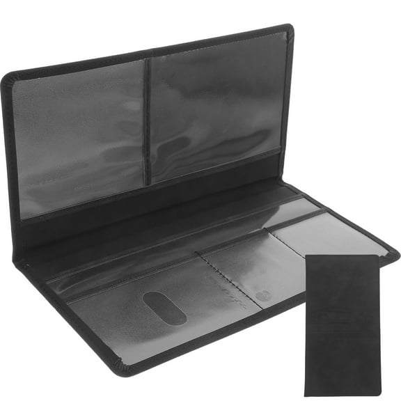 AURARMLET Black PU Car Registration and Insurance Card Holder Slim Wallet for Secure Storage