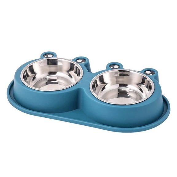 AURARMLET Dog Bowl Set: Puppy Food Bowl - Double Dog Food and Water Feeder - Stainless Steel Pet Feeder with Non-Spill Plastic Base for Small Animals