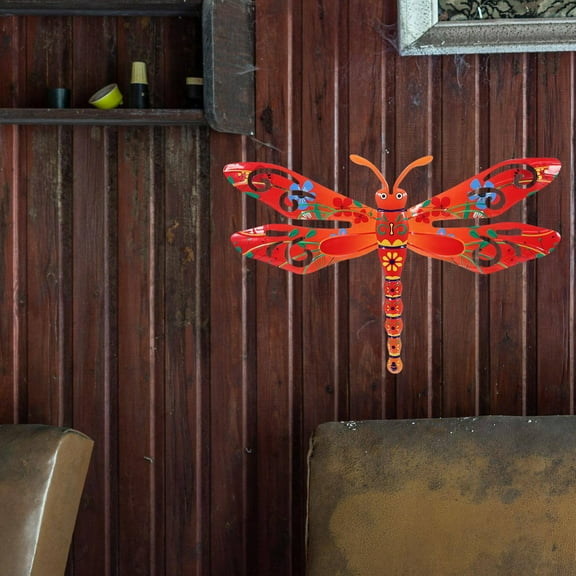 AURARMLET Dragonfly Statue Iron Dragonfly Wall Decoration 1Pack Elegant Design for Garden Theme