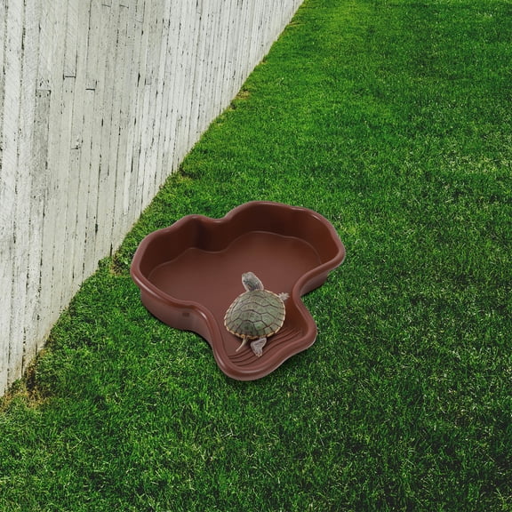 AURARMLET Durable Coffee Reptile Bathing Pool with Extralarge Size and Landscape Design for Turtle Wellness