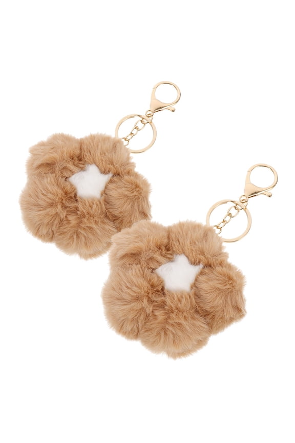 Flower Keychain Pendant with Lobster Clasp for Bags Backpacks Khaki 2pcs Cute Accessories