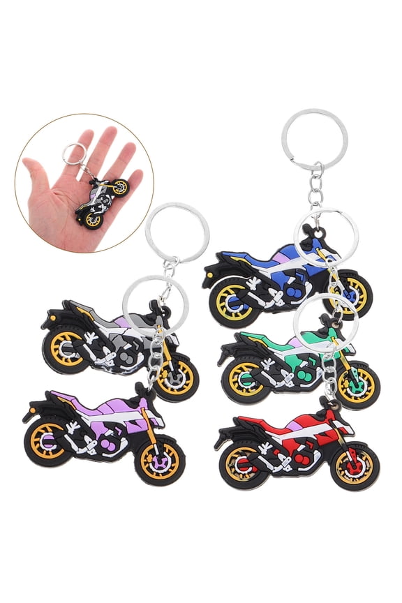 Durable Motorcycle Keychain with Realistic Design for Enthusiasts Assorted Color PVC 5pcs