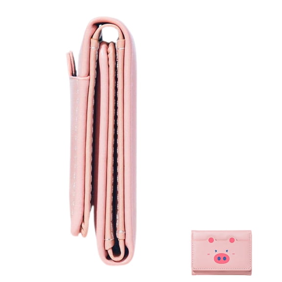 AURARMLET Cartoon Card Wallet Pink PU 1Set Short Size for Young Women Travel
