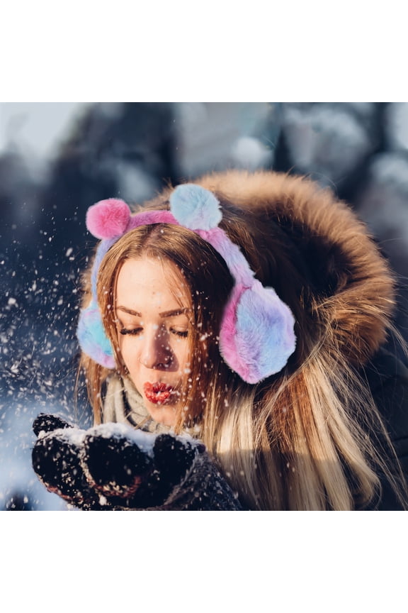 Kids Plush Ear Muffs with Adjustable Band, Soft Round Design for Outdoor Winter Warmth and Hiking, 1 Pack