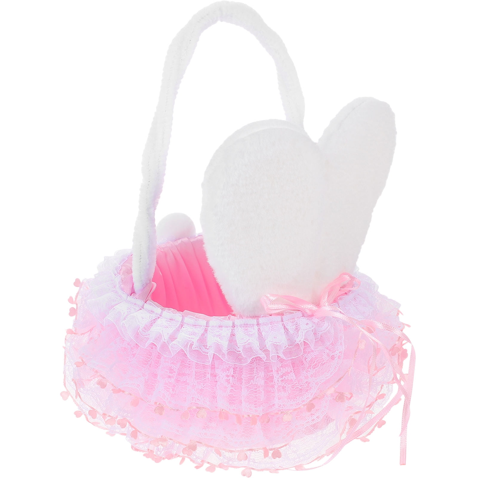 AURARMLET Easter Themed Flower Basket Small Storage Basket Pink PU 1Set