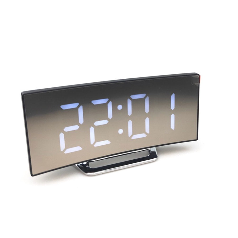 Alamer Clock AURARMLET LED Mirror Alarm Clock Black Large Screen Mute Desktop ...