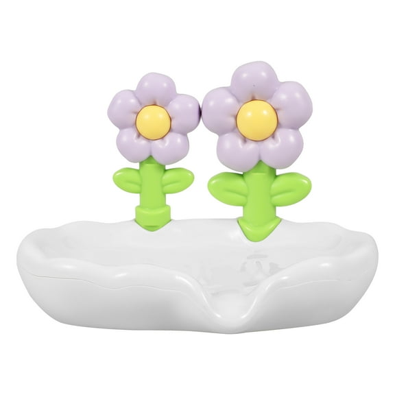AURARMLET Elegant Bathroom Countertop Flower Holder Dish with Drainage for Home Decor and Easy Cleaning Design