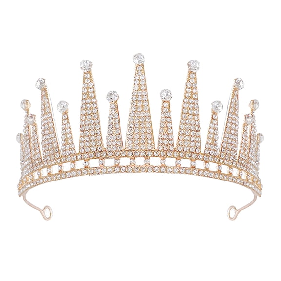 AURARMLET Elegant Golden Wedding Crown with Shiny Rhinestones for Bride and Bridal Showers