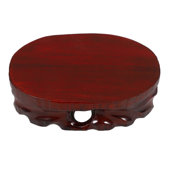 AURARMLET Elegant Solid Wood Base for Vase and Plant Display, Dark Red Finish for Home
