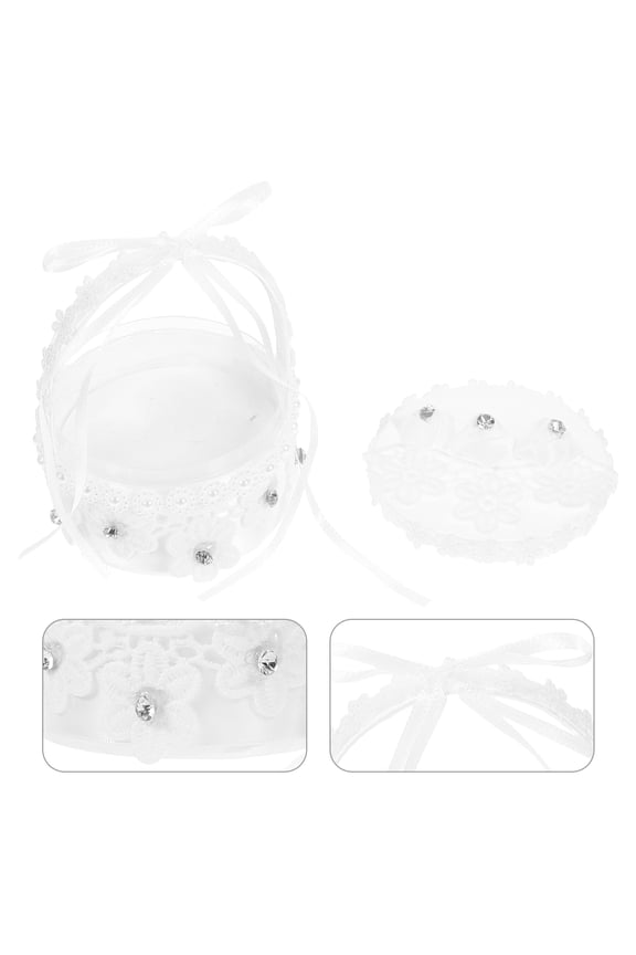 Ring Bearer Box White Elegant Satin Lace Compact Case for Wedding Ring Exchange