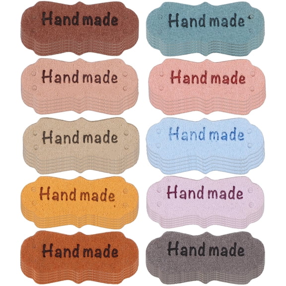 AURARMLET Embossed PU Sewing Tags, 100 Piece Label Set for Clothes, Scarves, Backpacks and Purses