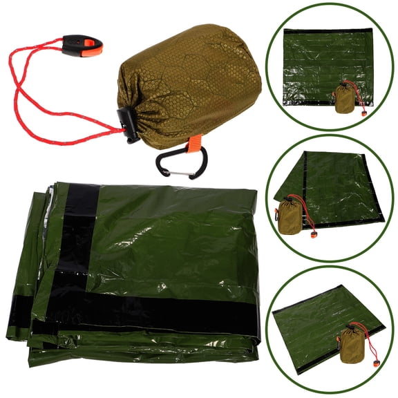 AURARMLET 1Set Green Emergency Sleeping Bag for Survival Hiking Camping Outdoor Adventures