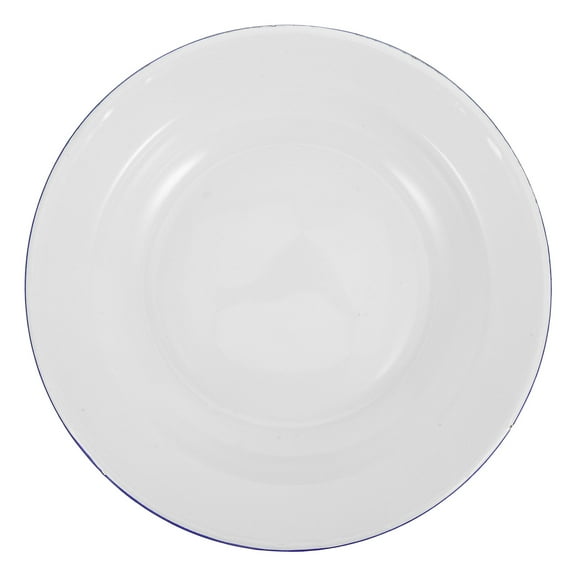 AURARMLET White Enamel Plate Vintage Style Shallow Soup Plate Kitchen Dinnerware 1 Piece