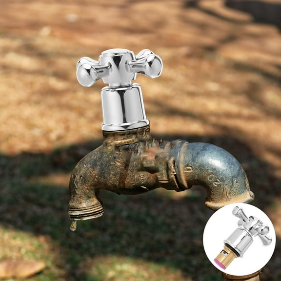 AURARMLET Metal Lever Heads for Kitchen Faucets Brass Cross Handle Replacement with Victorian Style Silver Finish