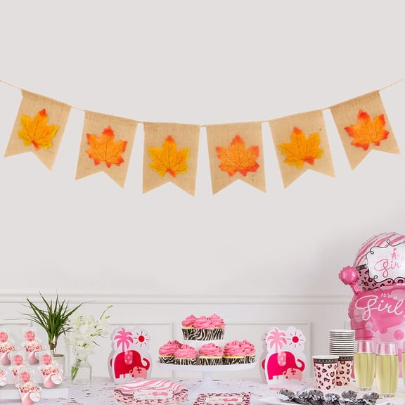 AURARMLET Fall Festival Decorations Linen Dovetail Shape Burlap Banner for Party Organizers 1 Set