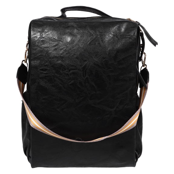 AURARMLET Versatile Black PU Laptop Backpack for Professional and Casual Use