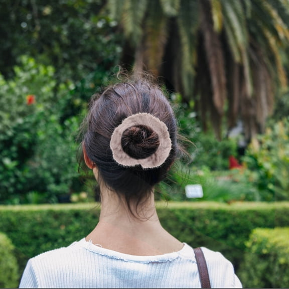 AURARMLET Grey Faux Hair Scrunchie for Women Plush Hair Tie to Prevent Static Electricity 1 Pack