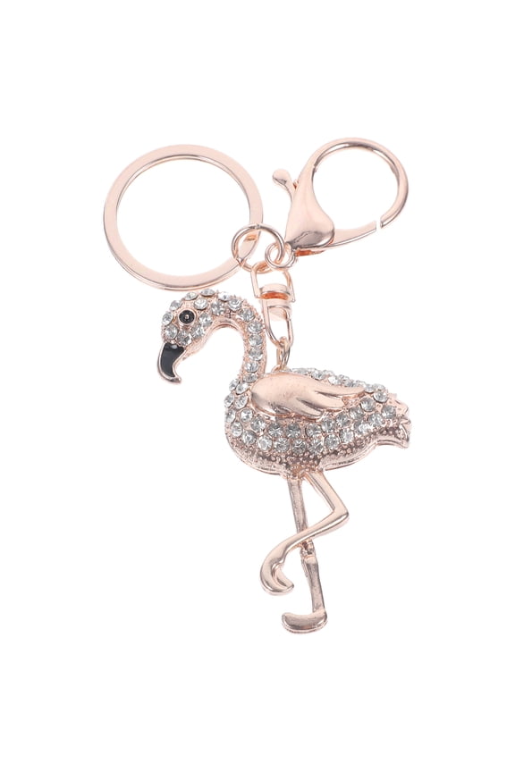 Hanging Flamingo Keychain Key Holder Accessory White 1Pack