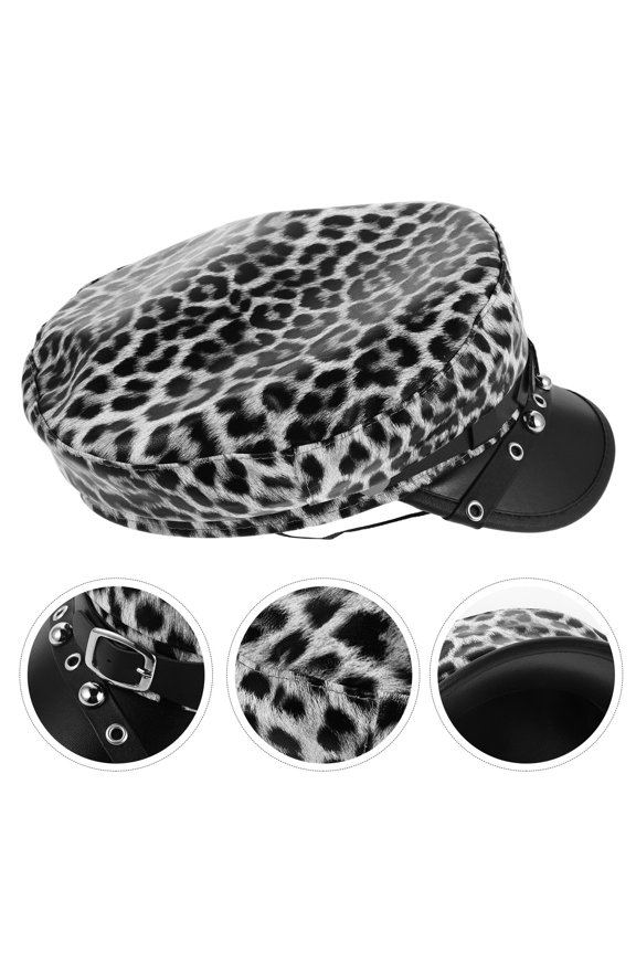 Leopard Print Flat Top Beret, Trendy Animal Design for Decoration