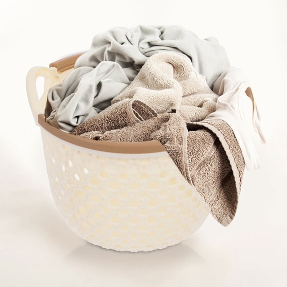 AURARMLET Folding Laundry Basket Flexible Laundry Basket Beige Simple Appearance Waterproof 1Pcs