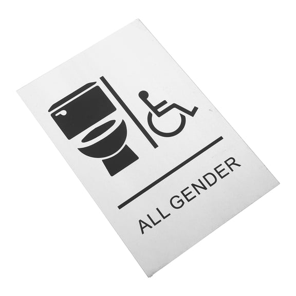 AURARMLET Gender Neutral Toilet Signs Aluminium Alloy Silver Wheelchair Symbol for Decoration 4.5 x 6 inches