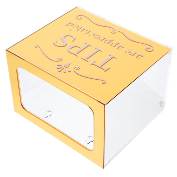 AURARMLET Golden Acrylic Donation Box for Party Tip Collection Raffle Cash and Suggestion Holder