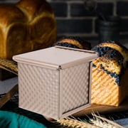 AURARMLET Golden Nonstick Mini Square Toast Box with and Lid 1pc