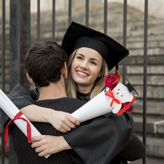 AURARMLET Graduation Plush Bear Soft White Plush Animal with Adorable Design and Bouquet