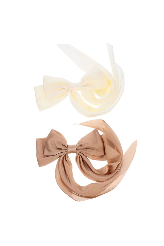 Set of 2 Cream White Big Bow Hairpins, Fashionable and Cute Fabric Hair Clips for Women