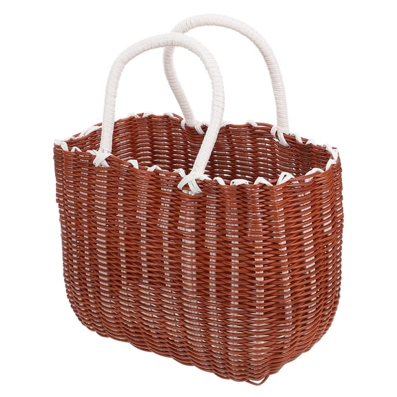 AURARMLET Handheld Woven Basket Rustic Retro Plastic for Storage 1Pcs