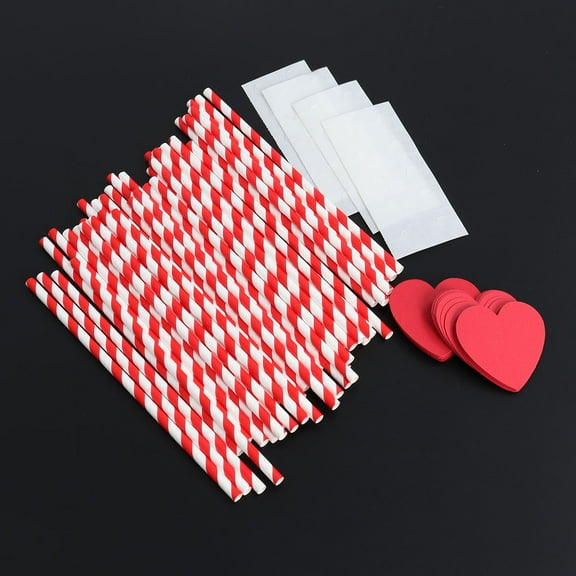 AURARMLET Heart Print Paper Straws 40 Pcs Assorted Color for Graduation