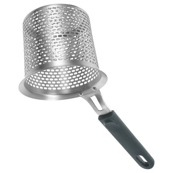 AURARMLET Stainless Steel Pasta Strainer with Handle for Kitchen Use Fine Mesh and Anti Skid Grip