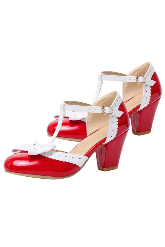 High Heel Sandals for Women 1 Pair Red Round Toe for Summer Activities