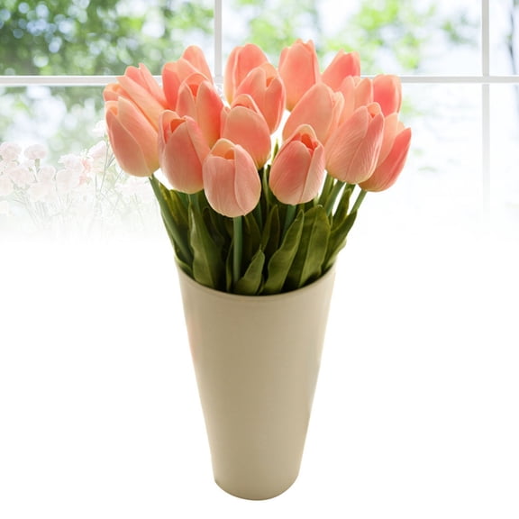 AURARMLET Artificial Tulips Outdoor Pink Silk Tulips with Stems for Home Wedding Party Balcony Yard Bar 1Set