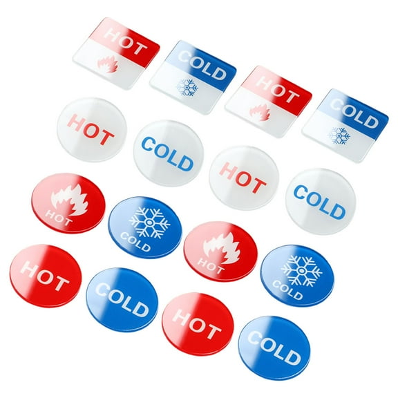 AURARMLET Hot Cold Sink Labels Assorted Color Acrylic Simple Design Modern Style 16pcs for Bathroom Kitchen