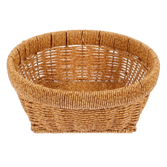 AURARMLET Imitation Rattan Storage Basket for Desktop Organization Light Brown Plastic Rattan 7.87 x 5.51 x 4.72 inches