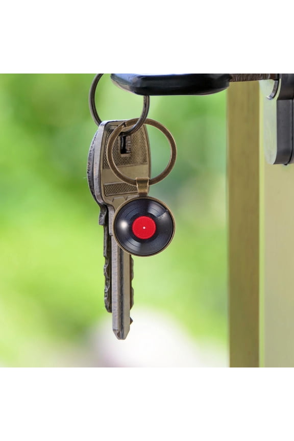 Instrument Keychain Vinyl Record Keychain Red Zinc Alloy Pendant for Backpacks Handbags School Supplies 1 Set