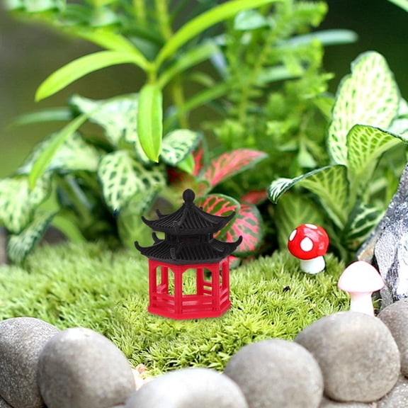 AURARMLET Japanese Style Hexagonal Fish Tank Mountain Pavilion for Aquarium Bonsai and Landscape Decor