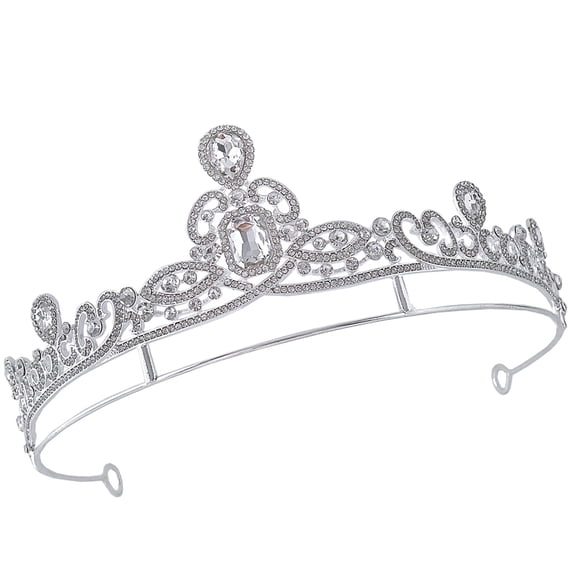 AURARMLET Princess Bride Crown Silver Zinc Alloy Rhinestone 1Set for Wedding