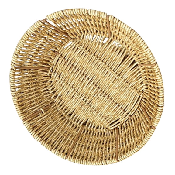 AURARMLET Khaki Woven Plastic Bread Basket Tray for Storage and Dining Table, Perfect for Picnics, 10.5 x 10.5 x 3.5 Inches