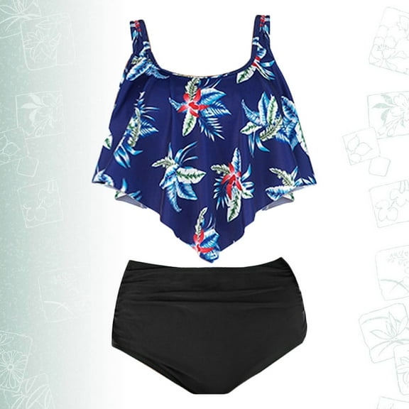 AURARMLET Women's 2PCS Two-Piece Bikini Swimsuit Breathable Polyester Beachwear Swimwear