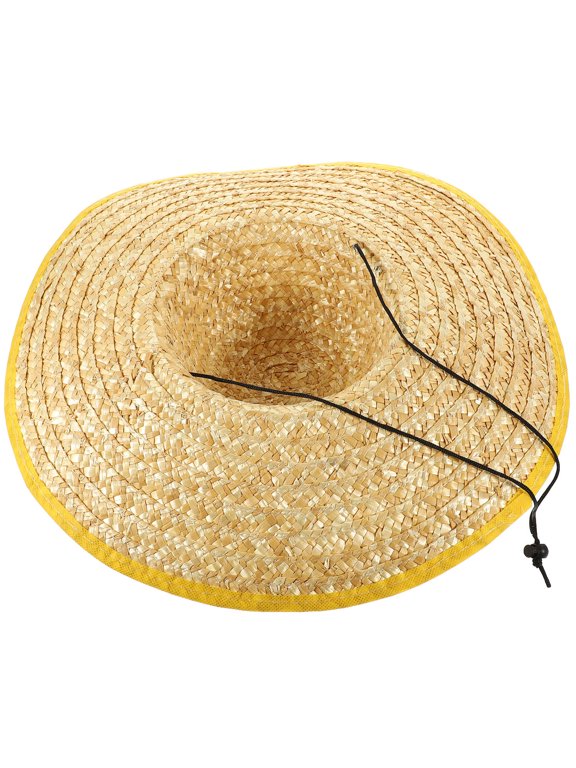 Durable Beige Straw Hat Large Brim Sun Shielding Elegant for Home and Travel