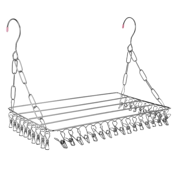 AURARMLET Stainless Steel Clothes Drying Hanger with Clips, Large Capacity Sock Dryer for Home and Outdoor Use