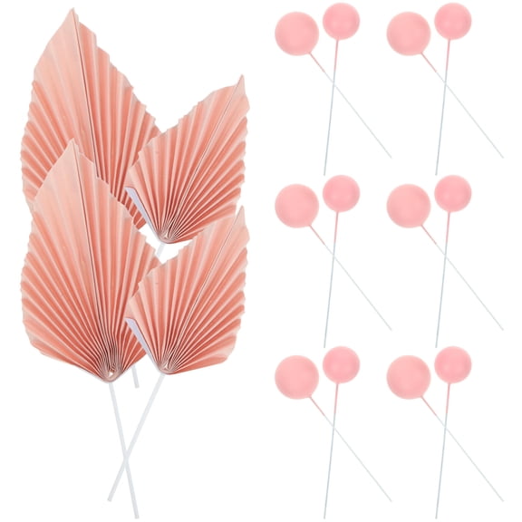 AURARMLET Leaves Cake Toppers for Birthday Party Decorations Foam Ball Cupcake Picks 12 Count