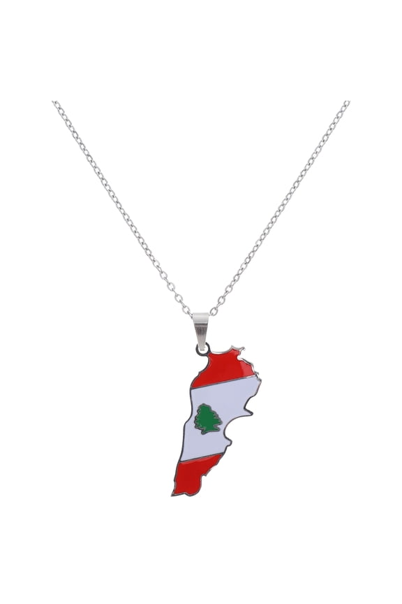 Lebanon Flag Pendant Necklace Stainless Steel Map Pendant Unique Alloy Titanium Jewelry