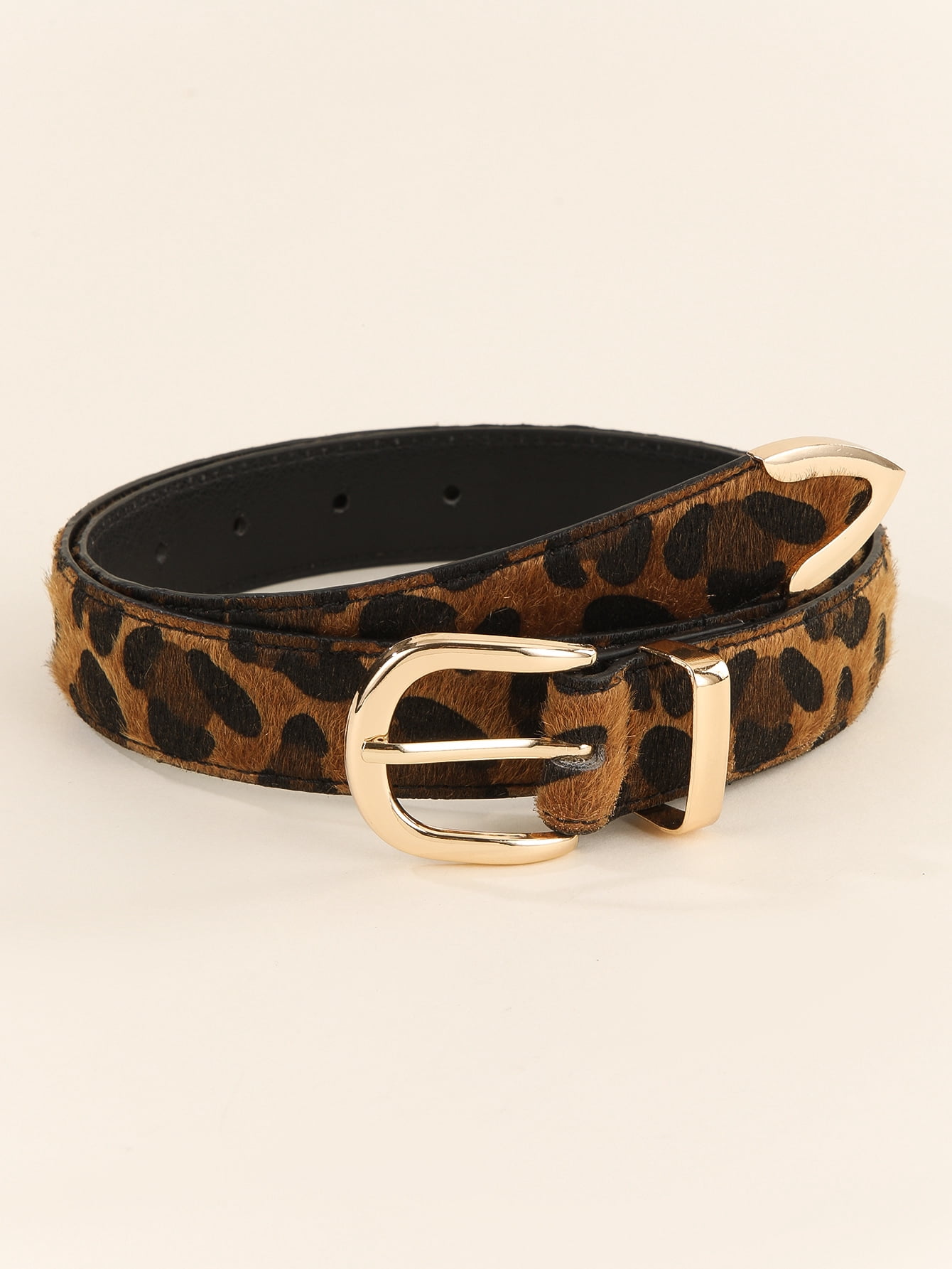 Wide Elastic Belt Vintage Chunky Waist Belt Rivet-Studded Leopard PU Leather Amabro Women Stretch Waist Belts, Skinny Elastic Wide  main image 3