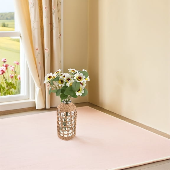 AURARMLET Boho Light Brown Woven Glass Vase with Hydroponics Design for Bedroom and Office