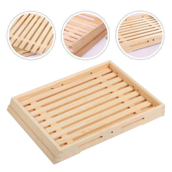 AURARMLET Wooden Baking Display Plate Light Yellow Bread Serving Tray for Tableware Storage
