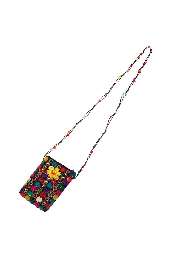 Lightweight Coconut Shell Crossbody Bag Boho Ethnic Small Purse for Daily Casual Outings and Everyday Use